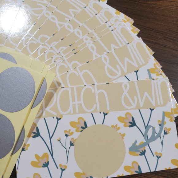 Scratch & Win-Thank You Cards- Party-Shower-Yellow Flowers - 40 Cards - Picture 7 of 8
